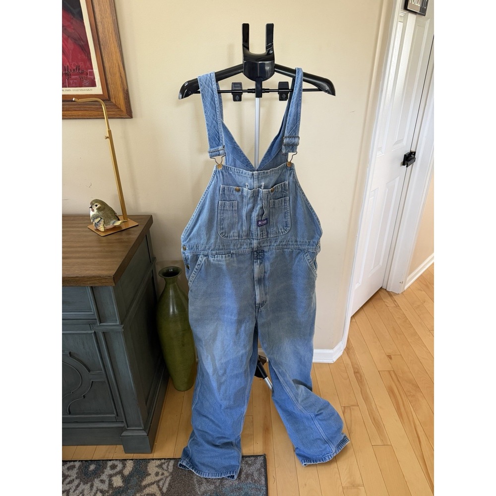 Vintage Big Smith Denim Bib Overalls Carpenter Workwear Blue Jeans 42x29 Approx